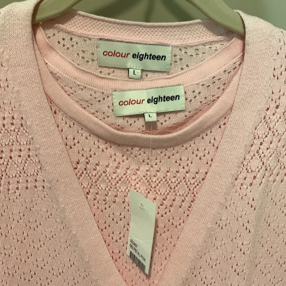 Pink Openwork Cardigan Sweater Set - Picture 5 of 9